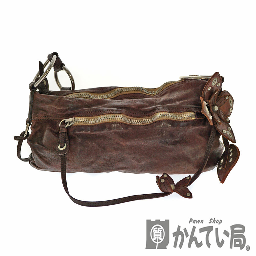 Miu Miu One Shoulder Hobo Bag Leather Brown Handbag Shoulder
